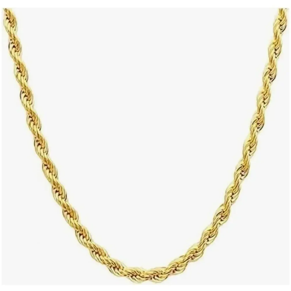14K Yellow Gold Plated Rope Chain Necklace 3mm 26” Twisted Unisex – 21g – NEW